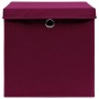 Scatole con Coperchi 4pz Rosso Scuro 32x32x32 cm Tessuto