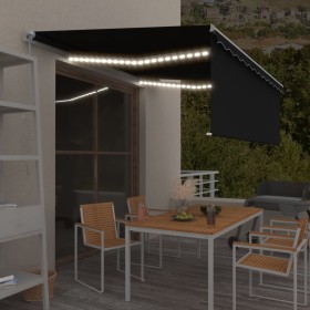 Tenda da Sole Retrattile Manuale con LED 4x3 m Antracite