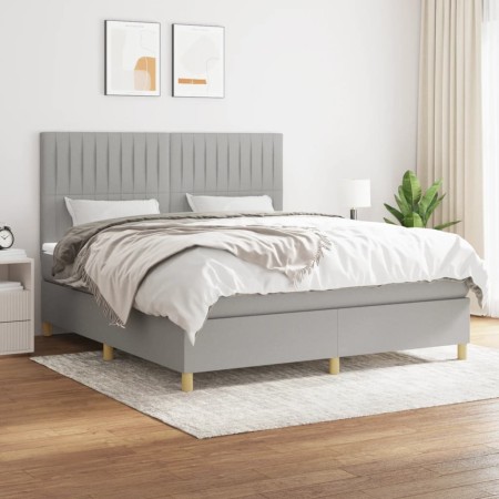 Giroletto a Molle con Materasso Grigio Chiaro180x200 cm Tessuto