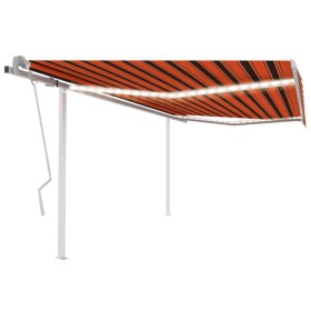 Tenda da Sole Retrattile Manuale LED 4x3 m Arancione Marrone