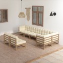 Set Salotto Giardino 8 pz Cuscini Antracite Legno Massello Pino