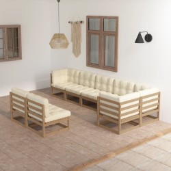 Set Salotto Giardino 8 pz Cuscini Antracite Legno Massello Pino