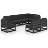 Set Salotto Giardino 8 pz Cuscini Antracite Legno Massello Pino