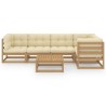 Set Divani da Giardino 6 pz con Cuscini Legno Massello di Pino