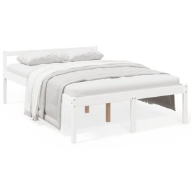 Letto per Anziani Bianco 140x190 cm in Legno Massello di Pino