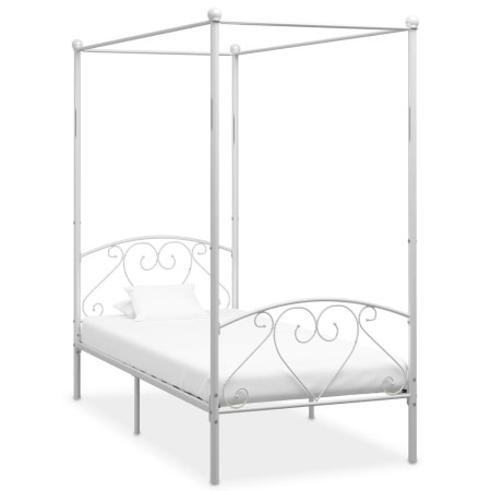 Letto a Baldacchino Bianco in Metallo 100x200 cm