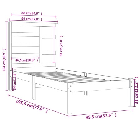 Giroletto Bianco in Legno Massello 90x190 cm Single