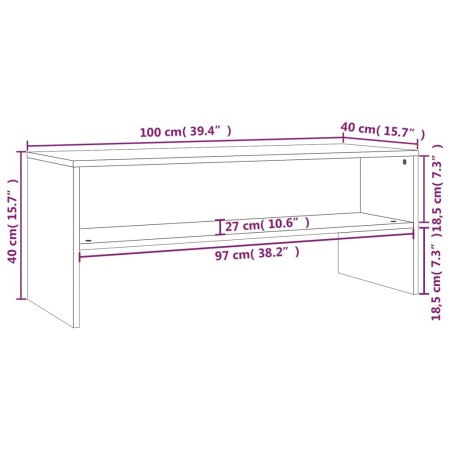 Mobile Porta TV Rovere Fumo 100x40x40 cm in Legno Multistrato