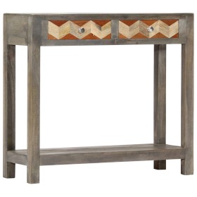 Tavolo Consolle Grigio 86x30x76 cm in Legno Massello di Mango