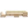 Set Salotto Giardino 8 pz Cuscini Antracite Legno Massello Pino