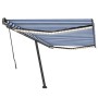 Tenda da Sole Retrattile Manuale LED 500x350 cm Blu e Bianca