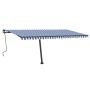 Tenda da Sole Retrattile Manuale LED 500x350 cm Blu e Bianca