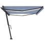 Tenda da Sole Retrattile Manuale LED 500x350 cm Blu e Bianca