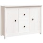 Credenza Bianca 100x35x74 cm in Legno Massello di Pino