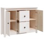 Credenza Bianca 100x35x74 cm in Legno Massello di Pino