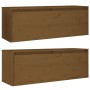 Pensili 2 pz Marrone Miele 100x30x35 cm Legno Massello di Pino