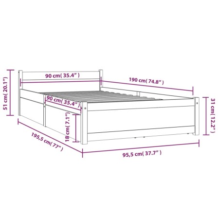 Giroletto con Cassetti 90x190 cm Single