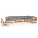 Set Salotto Giardino 8 pz Cuscini Antracite Legno Massello Pino