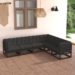 Set Divani Giardino 6 pz con Cuscini in Legno Massello di Pino