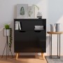 Credenza Nero Lucido 60x30x72 cm in Legno Multistrato