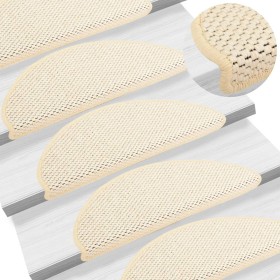 Tappeti Autoadesivi Scale Aspetto Sisal 15 pz 65x21x4 cm Crema