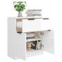 Credenza Bianco Lucido 60x30x70 cm in Legno Multistrato