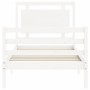 Giroletto con Testiera Bianco Small Single Legno Massello