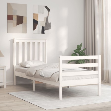 Giroletto con Testiera Bianco Small Single Legno Massello