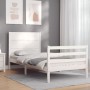 Giroletto con Testiera Bianco Small Single Legno Massello