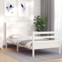 Giroletto con Testiera Bianco Small Single Legno Massello