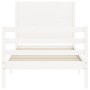 Giroletto con Testiera Bianco Small Single Legno Massello