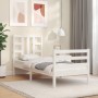 Giroletto con Testiera Bianco Small Single Legno Massello