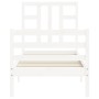 Giroletto con Testiera Bianco Small Single Legno Massello