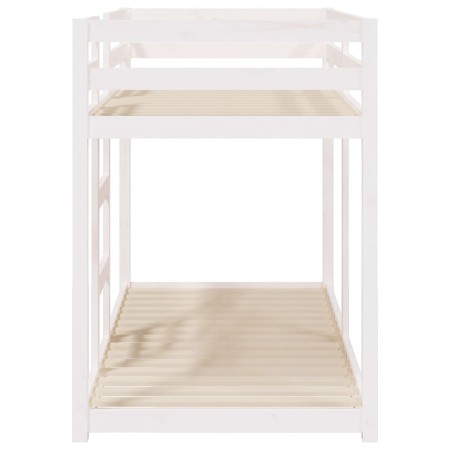 Letto a Castello Bianco 75x190 cm in Legno Massello di Pino