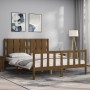 Giroletto con Testiera Miele King Size in Legno Massello