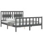 Giroletto con Testiera Grigio King Size in Legno Massello
