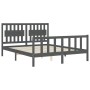 Giroletto con Testiera Grigio King Size in Legno Massello