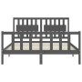 Giroletto con Testiera Grigio King Size in Legno Massello
