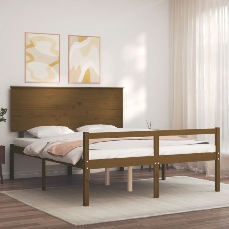 Letto per Anziani con Testiera Miele King in Legno Massello