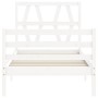 Giroletto con Testiera Bianco Single in Legno Massello