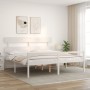 Letto per Anziani con Testiera Bianco Super King Legno Massello