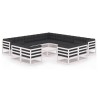 Set Divani da Giardino 14 pz Cuscini Bianchi Massello di Pino