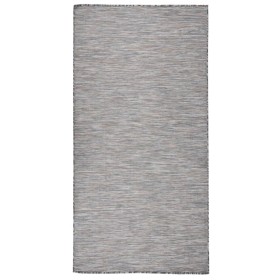 Tappeto da Esterni a Tessitura Piatta 100x200 cm Marrone e Blu