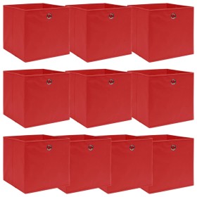 Scatole Portaoggetti 10pz Rosse 32x32x32 cm Tessuto