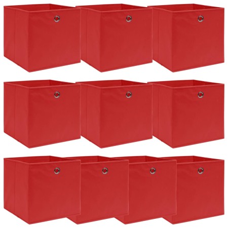 Scatole Portaoggetti 10pz Rosse 32x32x32 cm Tessuto
