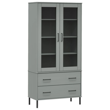 Libreria Gambe Metallo Grigio 85x35x172,5cm Legno Massello OSLO