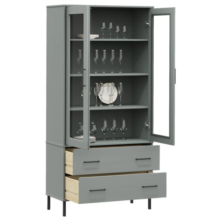 Libreria Gambe Metallo Grigio 85x35x172,5cm Legno Massello OSLO