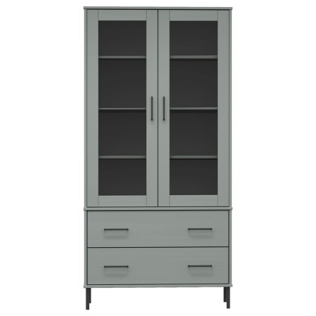 Libreria Gambe Metallo Grigio 85x35x172,5cm Legno Massello OSLO