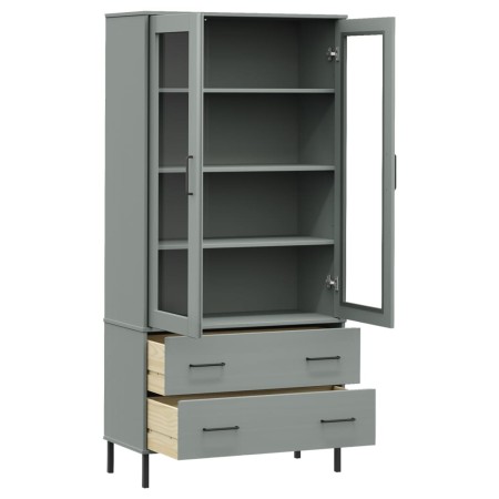 Libreria Gambe Metallo Grigio 85x35x172,5cm Legno Massello OSLO