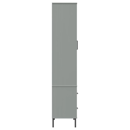 Libreria Gambe Metallo Grigio 85x35x172,5cm Legno Massello OSLO